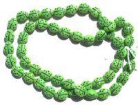 50 9mm Opaque Green Ladybug Glass Beads